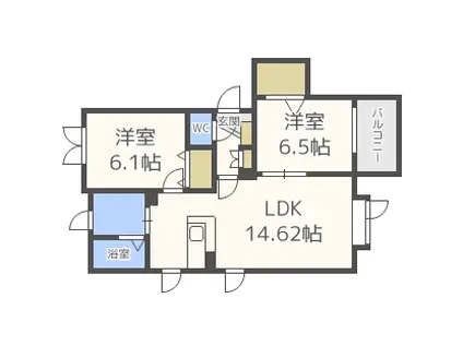 ソレアードA(2LDK/1階)の間取り写真