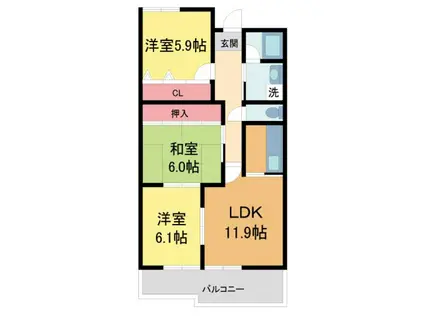 レジェンダリー小松(3LDK/6階)の間取り写真