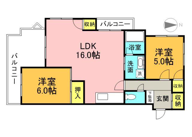 メゾン猫本(2LDK/3階)の間取り写真