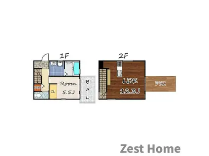 ミストレカサス(1LDK/1階)の間取り写真