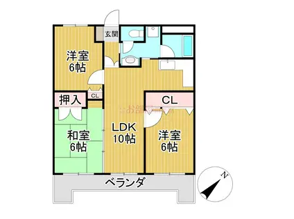 ラパスマンション諏訪野(3LDK/2階)の間取り写真