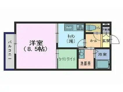 ディアコート雅(1K/2階)の間取り写真