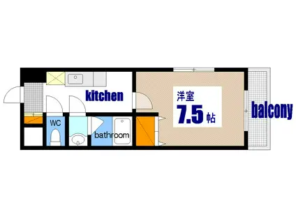 メイプル舟入(1K/3階)の間取り写真