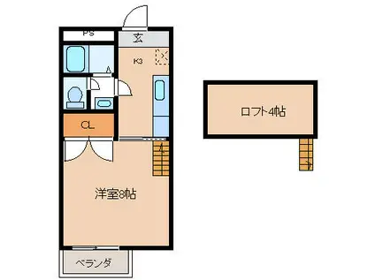 ロフトくまもと坂I(1SK/1階)の間取り写真