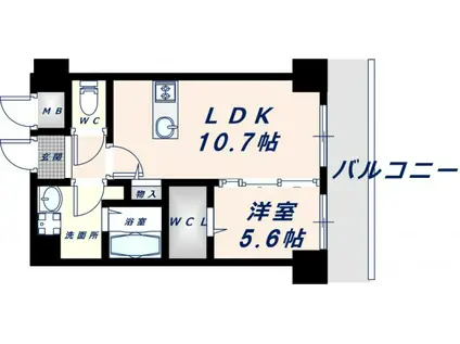 アバンダント今里(1LDK/1階)の間取り写真