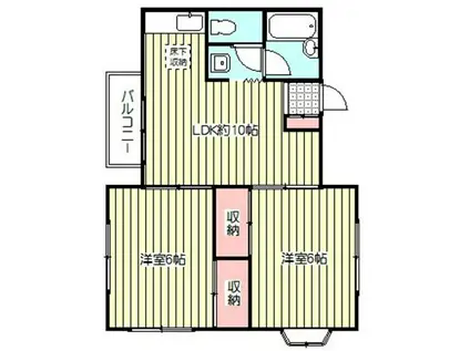 竹林コテージI(2LDK/1階)の間取り写真
