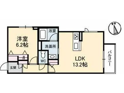 グランベレオ林道駅前(1LDK/1階)の間取り写真