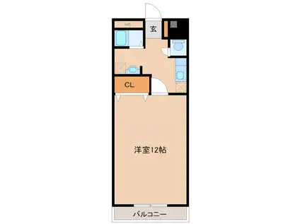 ハッピーオレンジ(1K/4階)の間取り写真