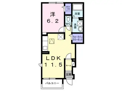 ドミールトキワ(1LDK/1階)の間取り写真