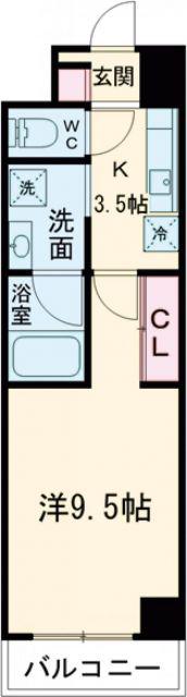 ゼフィール大曽根(1K/3階)の間取り写真