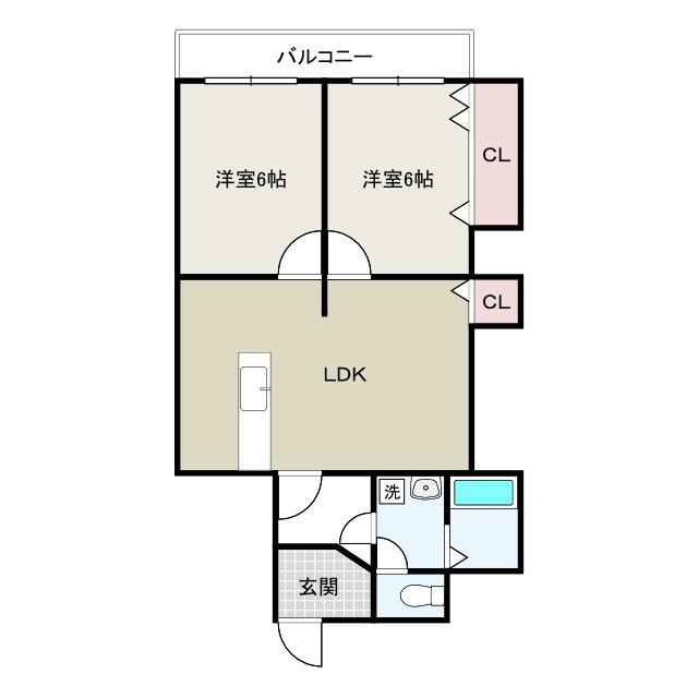 中村マンション(2LDK/3階)の間取り写真