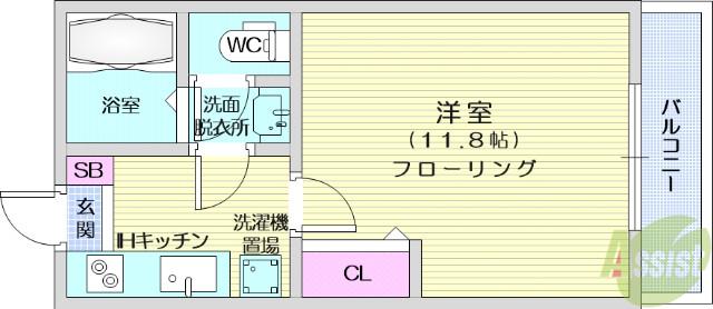 ハウスリバーユA(1K/2階)の間取り写真