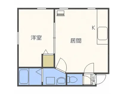 キアーロ琴似 205(1DK/2階)の間取り写真