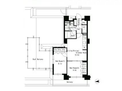 パークアクシス文京ステージ(2LDK/3階)の間取り写真