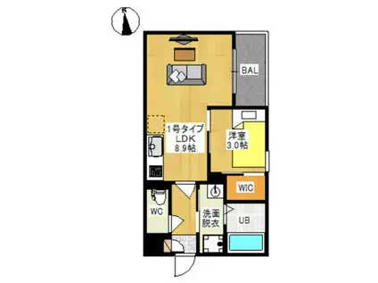 REGALEST 十日市西町(1LDK/1階)の間取り写真