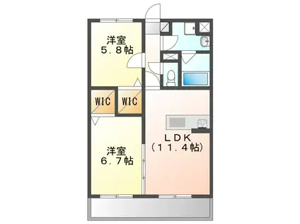 ARMONIE JIKE (2LDK/1階)の間取り写真