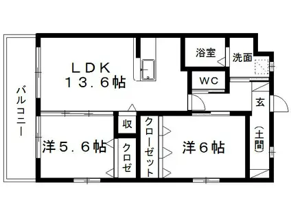 CAFE PRESSION カフェプレッシオン(2LDK/1階)の間取り写真