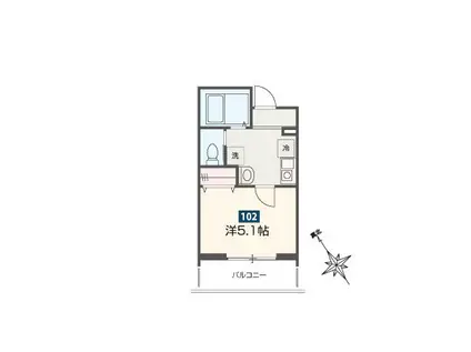 MELLAS新座II(1K/1階)の間取り写真