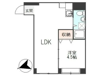 駒形武蔵野マンション(1LDK/9階)の間取り写真