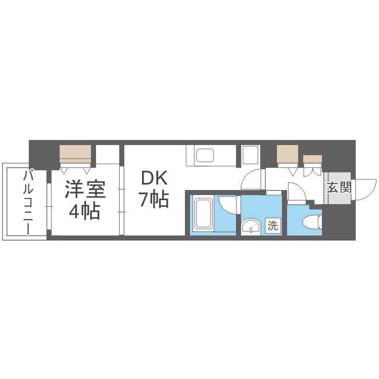 セイワパレス本町東(1DK/8階)の間取り写真