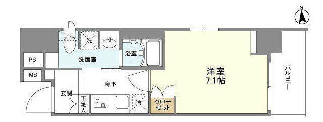 リアンシエルブルー田端(1K/5階)の間取り写真