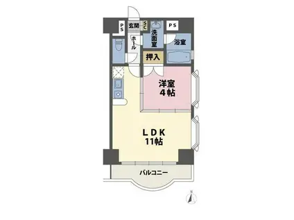 ラ・フォンテーヌ(1LDK/2階)の間取り写真