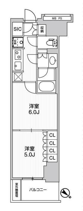 WORVE横浜伊勢佐木町(2K/3階)の間取り写真