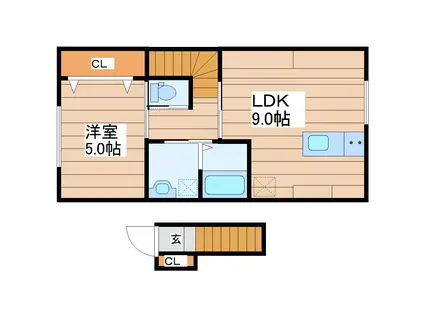 LIBERTE(1LDK/2階)の間取り写真
