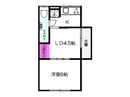 はちふく文化GAMO-4(1LDK/1階)の間取り写真