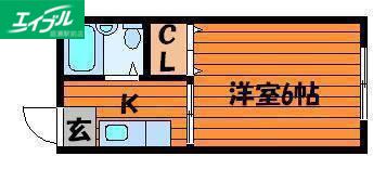 エフシリーズ日ノ出A(1K/1階)の間取り写真