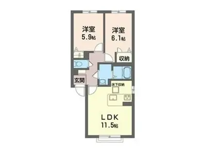 シャーメゾンメイプルII(2LDK/1階)の間取り写真