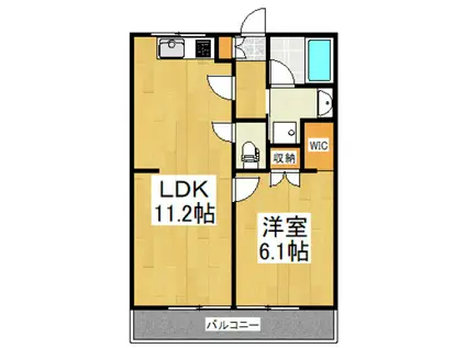 インスリウム所沢(1LDK/2階)の間取り写真