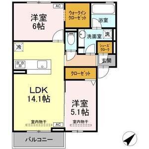 恵比寿の森(2LDK/3階)の間取り写真