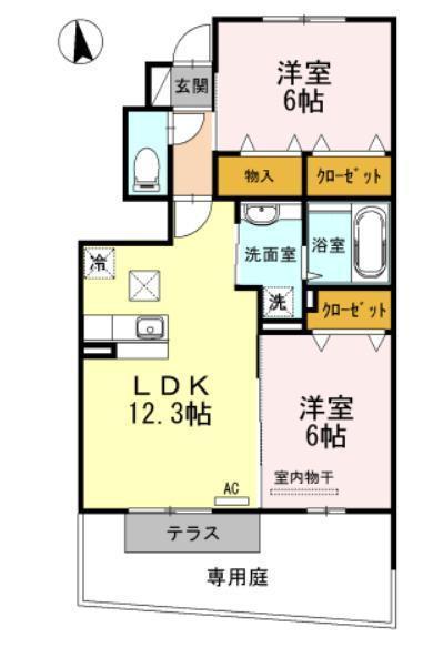 カーサアリエッタ C棟(2LDK/1階)の間取り写真