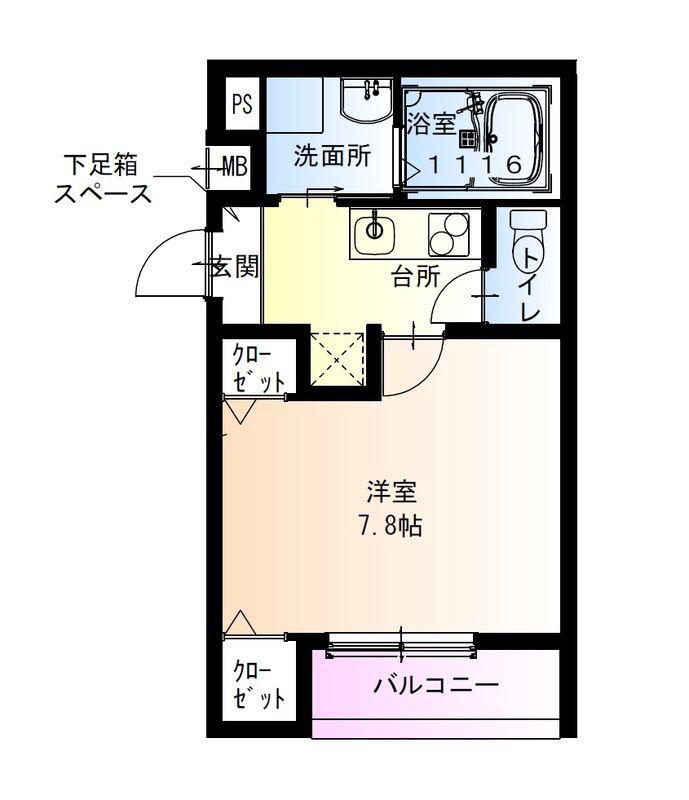 フジパレス今川公園東III番館(1K/3階)の間取り写真