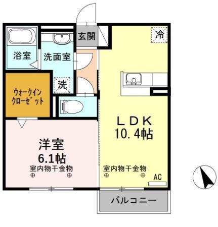 ウィンザー ベル(1LDK/1階)の間取り写真