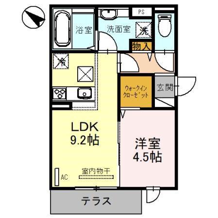 ブリランテ川西通(1LDK/1階)の間取り写真