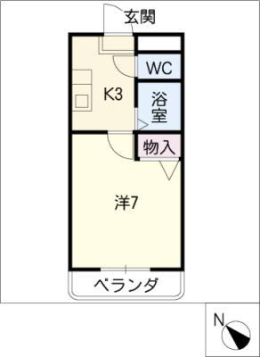 ピセスベルデ茂福(1K/1階)の間取り写真
