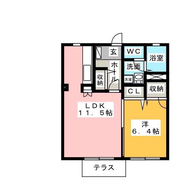 ドルチェ A棟(1LDK/1階)の間取り写真