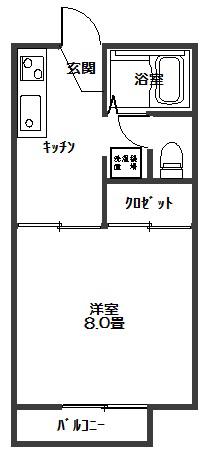 竹原ハイツ(1K/2階)の間取り写真