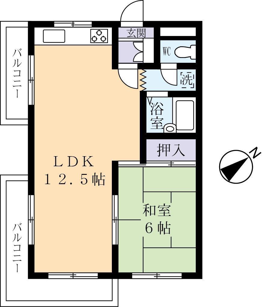 ヴィレッヂ華(1LDK/3階)の間取り写真