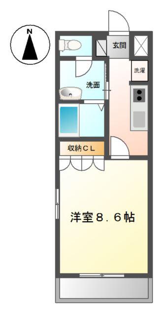 ルミエール(1K/1階)の間取り写真