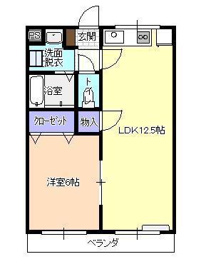 マンションユミリ(1LDK/1階)の間取り写真