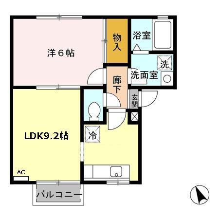 メモリー吉学寺(1LDK/2階)の間取り写真