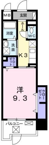 グランクリュ佐古 イースト(1K/10階)の間取り写真