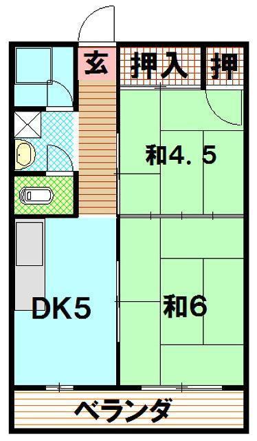 日迫ビル(2DK/3階)の間取り写真