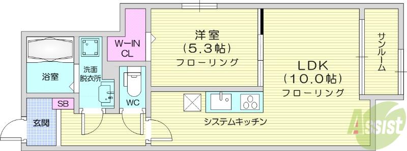 クラール・ブリーゼ(1LDK/1階)の間取り写真