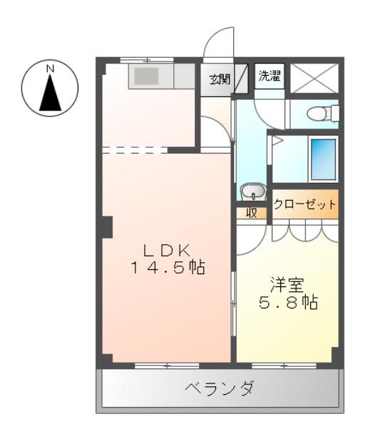 シトラス ユノス(1LDK/1階)の間取り写真