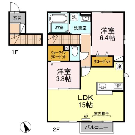 SEJOUR清瀬II(2LDK/2階)の間取り写真