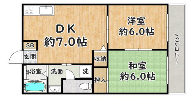 MKハイツ(2DK/2階)の間取り写真